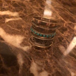 PAMELA LOVE Turquoise Cigar Band Ring- Size 7